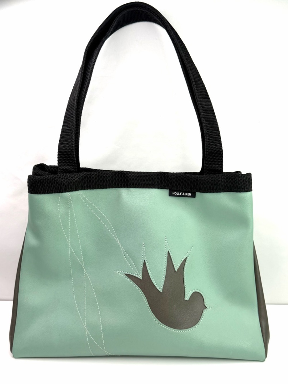 Holly Aiken Mint Blue Gray Sparrow Bird Coupe Tote Bag